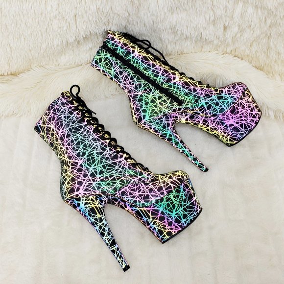 Reflective Geometric Platform High Heel Ankle Boots - Picture 14 of 17
